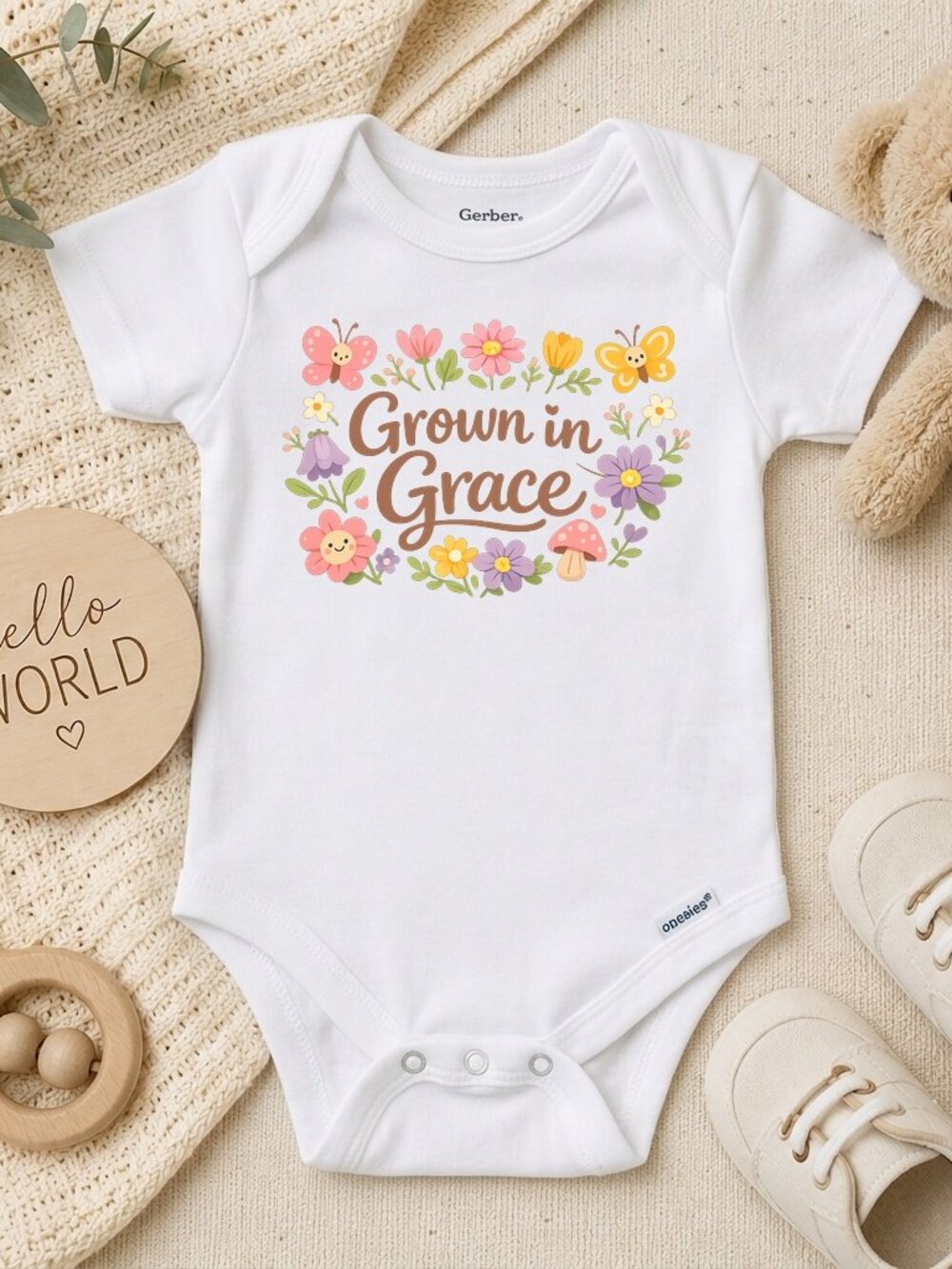 Grown in Grace Boho Christian Baby Gift ONESIE®